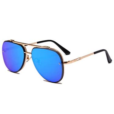 Imagem de Óculos de Sol Piloto Clássico Masculino Design de Metal Óculos de Sol Vintage Feminino Sombras UV400 Óculos De Sol, Azul Dourado, A