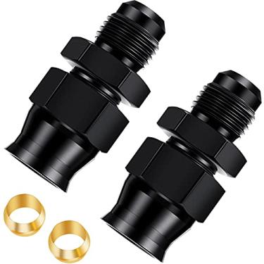 Imagem de 2 peças 6 alargadores machos para tubos de alumínio de 1,9 cm, acessórios pretos de tubos rígidos, adaptador de liga dura de tubo de combustível, 6 encaixes de linha de combustível com 2 peças de inserção de latão para sistema de lubrificação