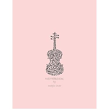 Imagem de Notebook by magic lover: Violin on pink cover and Dot Graph Line Sketch pages, Extra large (8.5 x 11) inches, 110 pages, White paper, Sketch, Draw and Paint: 3