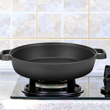 Imagem de panela de fundo plano de ferro fundido,Panela de panqueca engrossada, frigideira de cozinha de 2 al?as para todos os tipos de fog?o e fornos, 25 cm, panelas seguras para m¨¢quina de lavar lou?a,