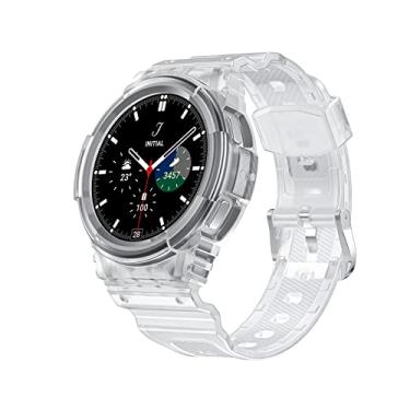 Imagem de GooodiDEAR Pulseira para Galaxy Watch 4 de 40 mm com capa amortecedora, Samsung Watch 5 de 40 mm, capa protetora resistente à prova de choque militar esportiva de poliuretano termoplástico