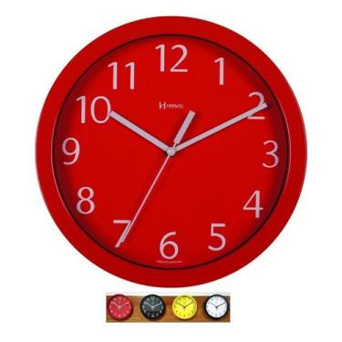 Imagem de Relógio De Parede Alumínio 25cm Vidro Vermelho Herweg 6718 - Vrferraz