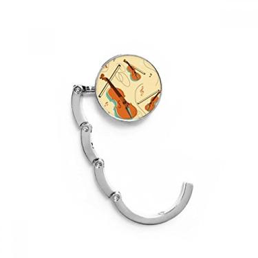 Imagem de Gancho de mesa com estampa de instrumentos musicais de violino, fecho decorativo, gancho dobrável