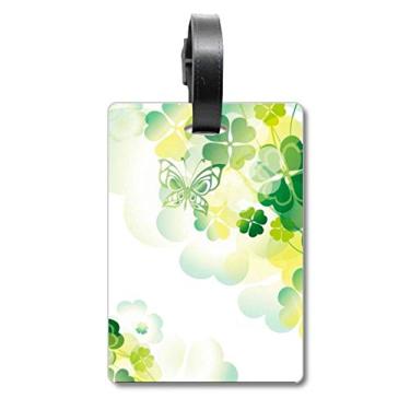 Imagem de Borboleta, trevo de quatro folhas de São Patrício, bolsa de mala, etiqueta de bagagem, etiqueta para guardar cartão