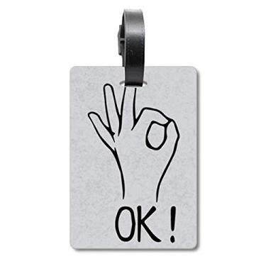 Imagem de Preta OK Estampa de Gesto Personalizada Bolsa Etiqueta Cartão de Bagagem Scutcheon Etiqueta