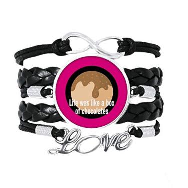 Imagem de OFFbb-USA Pulseira Life was Like A Box of Chocolates Love Accessory Pulseira de couro torcido para presente