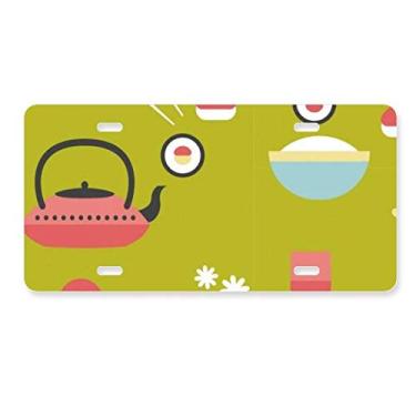 Imagem de DIYthinker Copo de chá de arroz, sushi japonês, placa de licença para decoração de carro, acessório de aço inoxidável