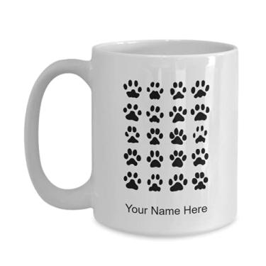 Imagem de Caneca personalizada com estampa de patas, copo de café com estampa de gatos, ideia de presente com estampa de patas, copo com estampa personalizada de gatos, caneca de café de 445 ml