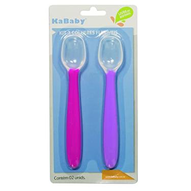 Imagem de KaBaby Kit Com 2 Colheres De Silicone Flexíveis Rosa Kababy Rosa