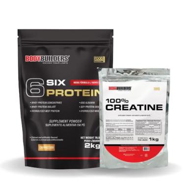 Imagem de Kit Whey Protein Concentrado 6 Six Protein 2kg + 100% Creatina 1kg - Bodybuilders (Cappuccino)