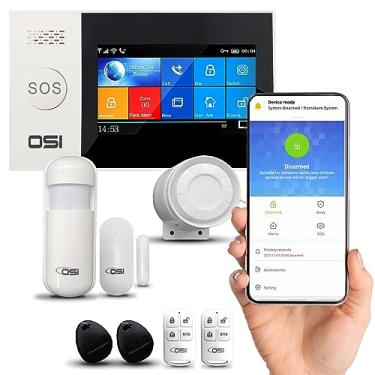 Imagem de Sistema de alarme DIY de segurança smart home sem fio da OSI - Sistema de alarme DIY - 8 peças Kit de alarme Wi -Fi DIY com detector de movimento, notificações com aplicativo, sensor de porta/janela, sirene, compatível com Alexa, sem taxas mensais