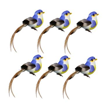 Imagem de Amosfun 6 Unidades pássaro de artificiais pássaros de árvore de jardim clip-on artificiais para ornamento decoração enfeite de passarinho pássaros artificiais grampear