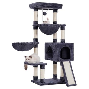 Imagem de Hey-brother Árvore grande para gatos, torre para gatos internos, casa para gatos com cama acolchoada, condomínio aconchegante, redes, arranhador grande, cinza esfumaçado MPJ006-MG