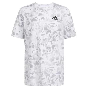 Imagem de adidas Camiseta de manga curta com estampa camuflada de algodão para meninos, Branco e cinza claro, G