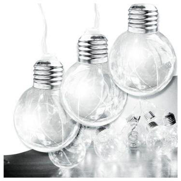 Imagem de Varal Cordão Fio De Luzes 10 Lâmpadas 220v Led 4,6m Foco Incandescente Luz Branca Natal Enfeite