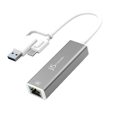 Imagem de j5create Adaptador USB-C para 2,5 Gigabit Ethernet, 3-15/40.6 cm, cinza espacial, JCE145C