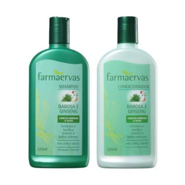 Imagem de Kit Shampoo + Condicionador Babosa E Ginseng Farmaervas 320ml Cabelos