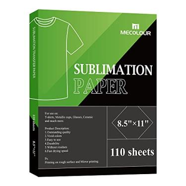 Imagem de MECOLOUR Papel de sublimação 110 folhas de papel de transferência de calor compatível com qualquer impressora a jato de tinta com tinta de sublimação para caneca, tecido leve, camiseta (8,5 x 11 pol,