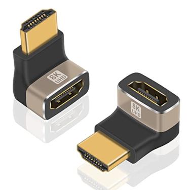 Imagem de Duttek Adaptador HDMI macho para fêmea 8K 90 graus, versão 2.1, conector adaptador extensor plano HDMI em forma de L para TV, Roku, Fire Stick, Chromecast, Switch, laptop, PC (pacote com 2)
