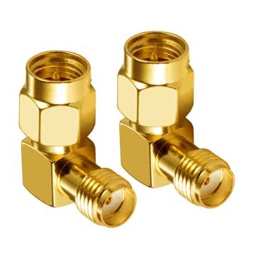 Imagem de POBADY Adaptador SMA Macho Para Fêmea 90° SMA Macho Para Fêmea 4G em Ângulo Reto Para Cabo Coaxial de RF Placa PCI Antena 2G 3G 4G Roteador de Rede WiFi Sem Fio (2pcs)