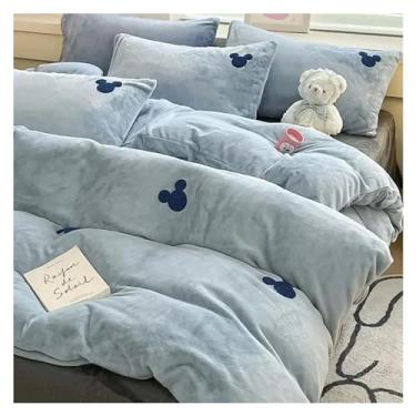 Imagem de Jogo de cama de veludo de leite de cor sólida, 3 peças, lençol de cama dupla face de veludo grosso e grande, lençol de cama (4 casais)