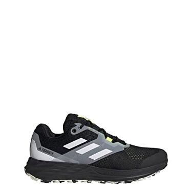 Imagem de adidas Tênis de corrida masculino Terrex Two Flow Trail, Core Black/Crystal White/Solar Yellow, 39