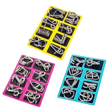 Imagem de Conjunto De Quebra-Cabeça Metal Puzzles, Quebra-Cabeça De Metal Montessori/Desafio Mental, Desembaraçador de elos de ferro - 24 peças