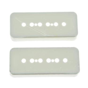 Imagem de KAISH Conjunto de 2 capas brancas para captador de guitarra P90 com espaçamento de mastro de 50 mm para Les Paul