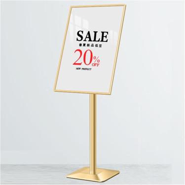 Imagem de Suporte de sinalização Suporte de pôster de chão, suporte de sinalização de exibição interna externa, suporte de pôster de pedestal ajustável, show de negócios de igreja escolar, supermercad