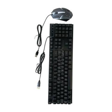 Imagem de Kit Teclado e Mouse Gamer Semi Mecânico Led RGB com fio USB - AOAS, Pr