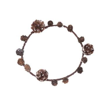 Imagem de Mini Guirlanda Enfeite Arranjo Natalino com Pinhas Porta Vela 17cm - T