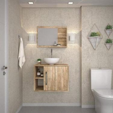 Imagem de Conjunto para Banheiro Gabinete com Cuba Redonda R30 e Espelheira Laur