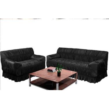 Imagem de Capa De Sofá Em Malha 2 E 3 Lugares 21 Elásticos - Preto - Campari