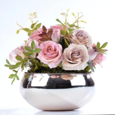 Imagem de Arranjo de Rosas Artificiais em Vaso Rose Gold Carol - Vila das Flores