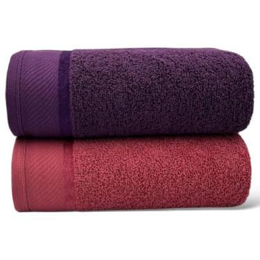 Imagem de Kit Com 02 Toalhas De Banho Gigante / Banhão - Eleganz - Vinho/Terraco