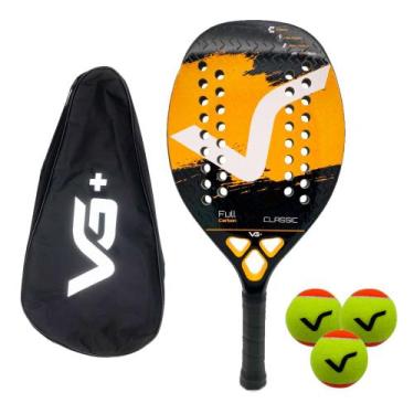 Imagem de Kit Raquete de Beach Tennis Classic Full Carbon com 3 Bolas e Bolsa de