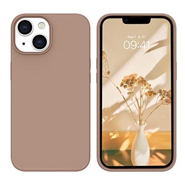 Imagem de GUAGUA Compatível com capa para iPhone 14, capa de silicone para iPhone 14, capa protetora para iPhone 14, de borracha de gel macia, fina, fina, com forro de microfibra, capa protetora à prova de choque para iPhone 14, marrom claro