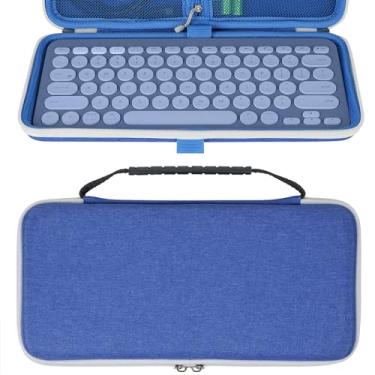 Imagem de Geekria Estojo de transporte para teclado, bolsa de viagem protetora rígida para teclado compacto pequeno, compatível com Logitech K380, Logitech Pebble Keys 2 K380s (Blueberry)