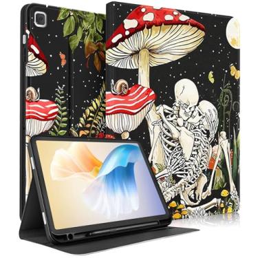 Imagem de Wazzasoft Capa para Samsung Galaxy Tab A7 de 10,4 polegadas para mulheres, meninas, crianças, meninos, capa fólio com suporte para lápis, design exclusivo, esqueleto gótico, caveira, adolescente,