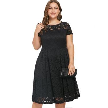 Imagem de Vestido Plus Size Renda Noite Festa  Rodado Madrinha - ShoopWeb, XXG