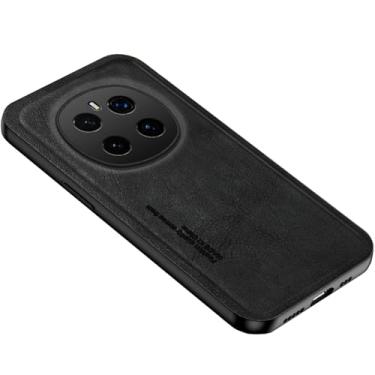 Imagem de HAO RIYLN Capa de couro para Honor Magic 7 Pro/7, proteção de lente com tudo incluído, capa fina, suporte de suporte para carro, capa de negócios leve, preta, 7