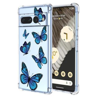 Imagem de KOARWVC Capa para Google Pixel 7 Pro, capa para Google 7 Pro, GP4BC GE2AE GFE4J capa macia TPU absorção de choque fina capa protetora padrão borboleta capa traseira para Google Pixel 7 Pro borboleta