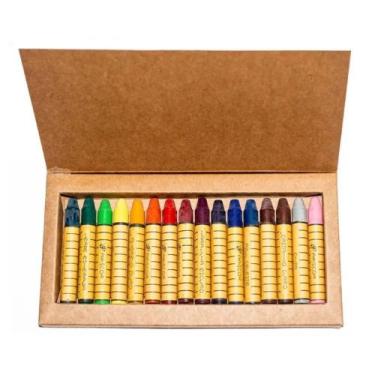 Imagem de Giz de cera de abelha bastão caixa com 16 cores - APISCOR