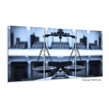 Imagem de Quadro Tecido Escritório Advocacia Balança Justiça Azul - Wall Frame