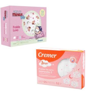 Imagem de Kit 10 Fraldas Estampadas Menina 70x70cm Coroa E Monica - Dugu