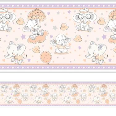 Imagem de Faixa de Parede Elefante Bebê para Quarto Infantil 10cmx5m - Quartinho