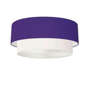 Imagem de Plafon Duplo Cilíndrico Vivare Md-3024 Cúpula Tecido 60x50cm - Bivolt,