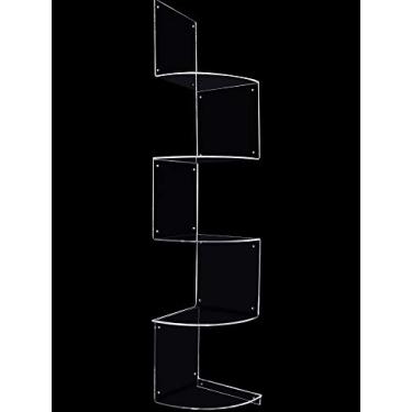 Imagem de Prateleira de canto de acrílico Jetec com 5 peças, prateleira de canto de acrílico flutuante para montagem na parede transparente com placa de acrílico quadrada para sala de estar, banheiro, cozinha, escritório e mais