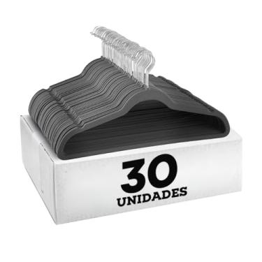 Imagem de Kit 100/50/30 Cabides Veludo Para Roupas Slim Ultrafino Antideslizante Resistente Aveludado Preto Adulto Rotação 360