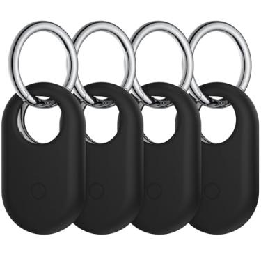 Imagem de Pacote com 4 capas para Samsung Galaxy SmartTag2, capa protetora completa de silicone macio para Galaxy SmartTag2 com chaveiro para chaves, mochilas, carteira, bagagem, animais de estimação